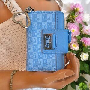 Juicy Couture Blue Tab Card ID Coin Case Bag or Backpack Charm Wallet NWT
